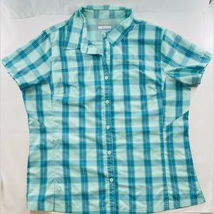 COLUMBIA MEADOWGATE GREEN PLAIN ONMI-SHADE SHIRT LARGE XL